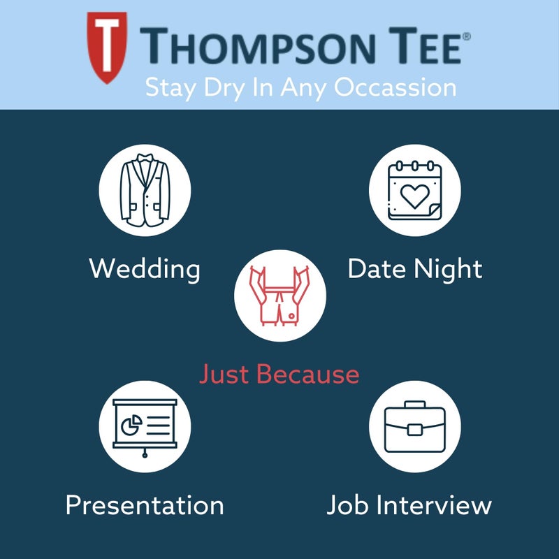 THOMPSON TEE تي شيرت داخلي للرجال مقاوم للعرق - قطن على شكل حرف V مع وسادات عرق تحت الإبط - مقاس أصلي - بديل خالي من الألمنيوم - رمادي مائل إلى البيج - كبير جداً - Image 5
